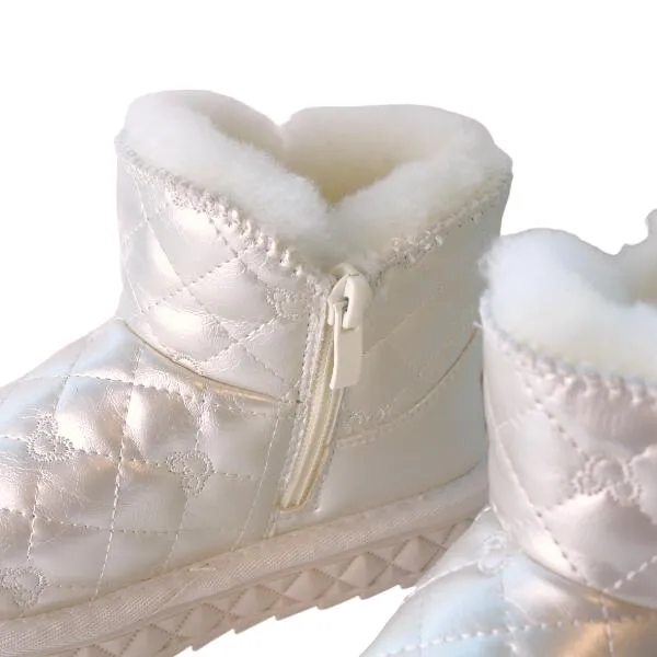 Ivory Pearl Charm Quilted Boot