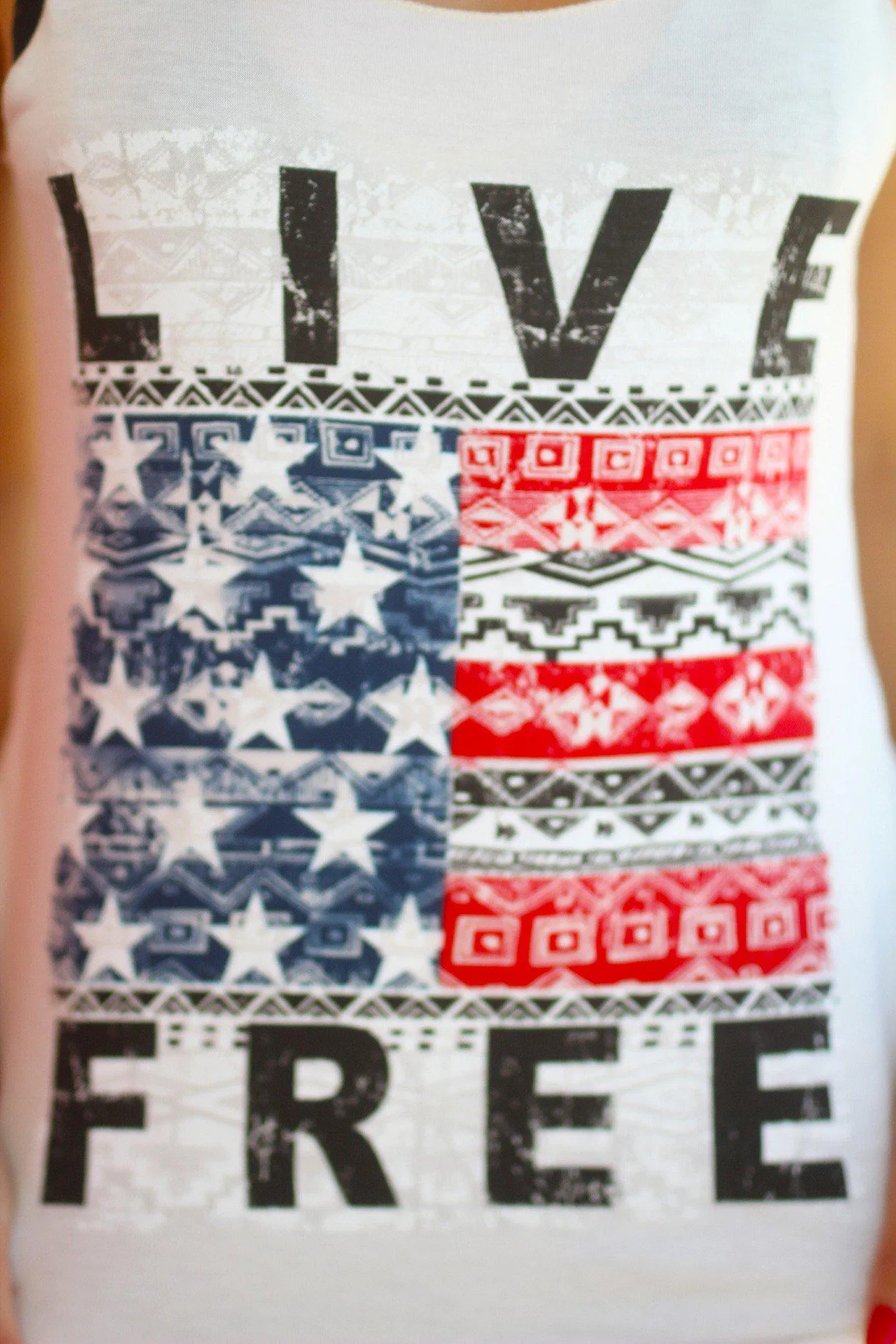 Ivory "Live Free" Tank Top