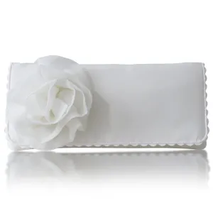 Ivory satin and chiffon bridal wedding clutch handbag GEORGIA