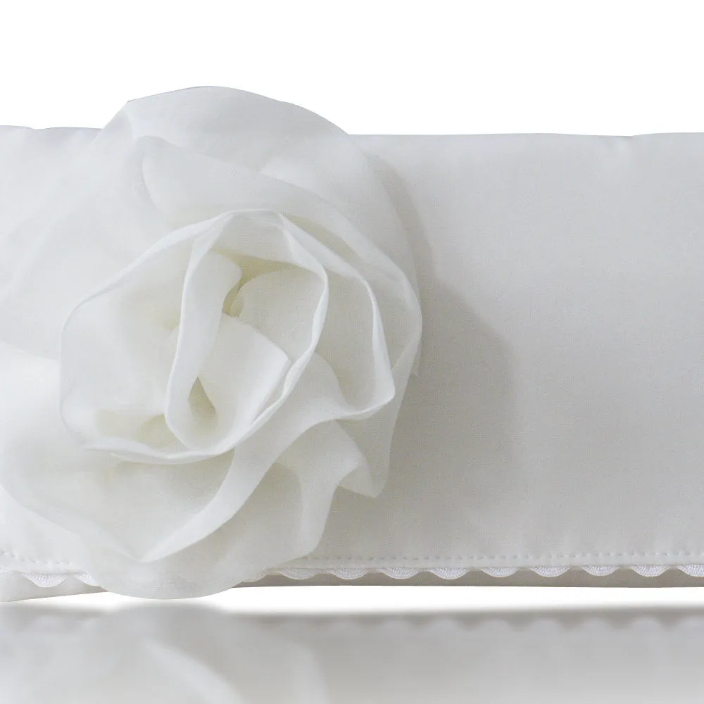 Ivory satin and chiffon bridal wedding clutch handbag GEORGIA