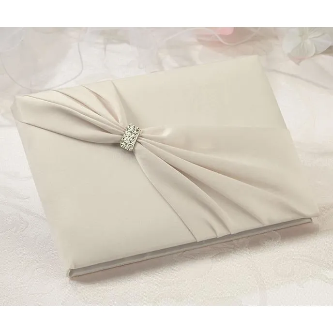 Ivory Satin Rhinestone Wedding Guestbook