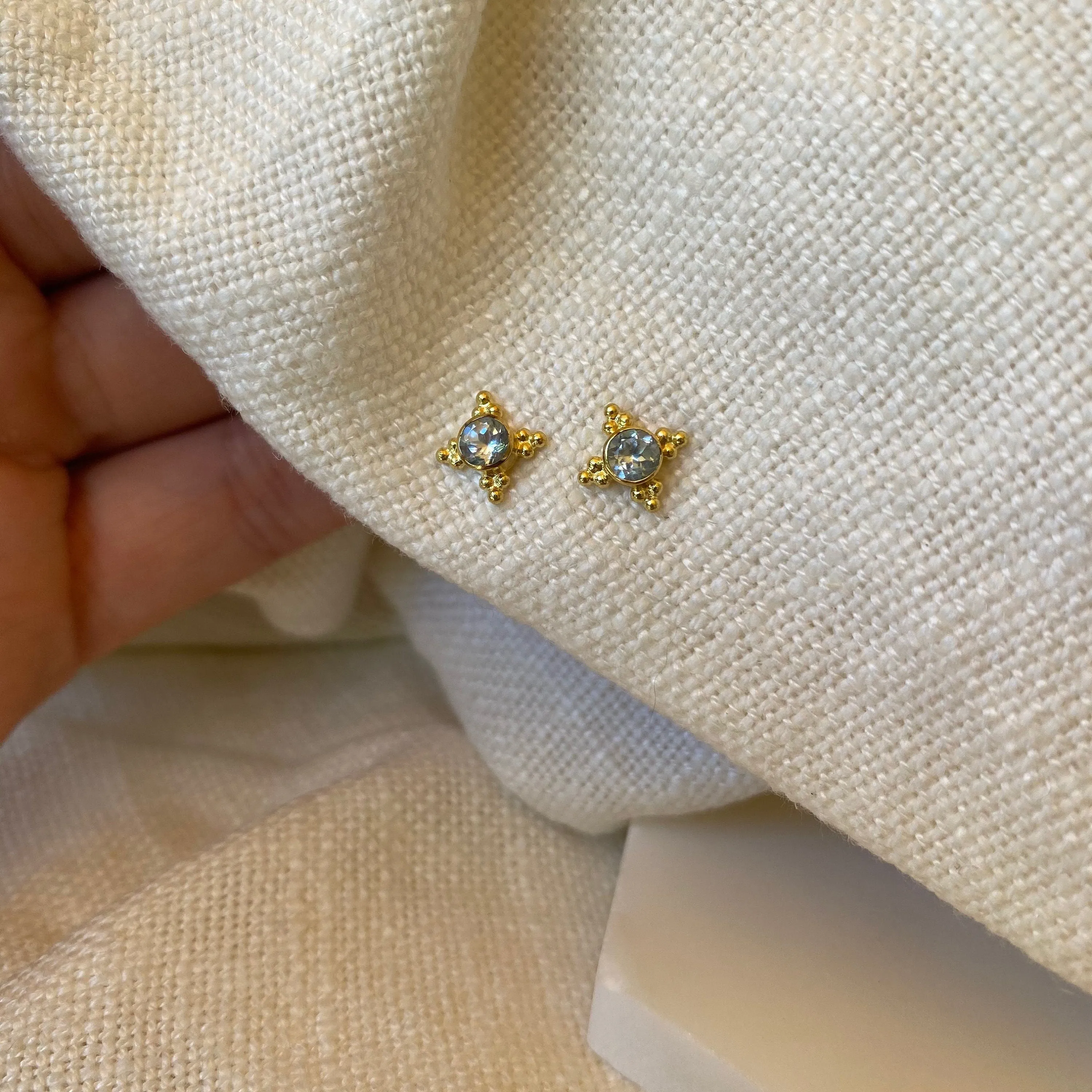 Ivy Blue Topaz Gold Stud Earrings