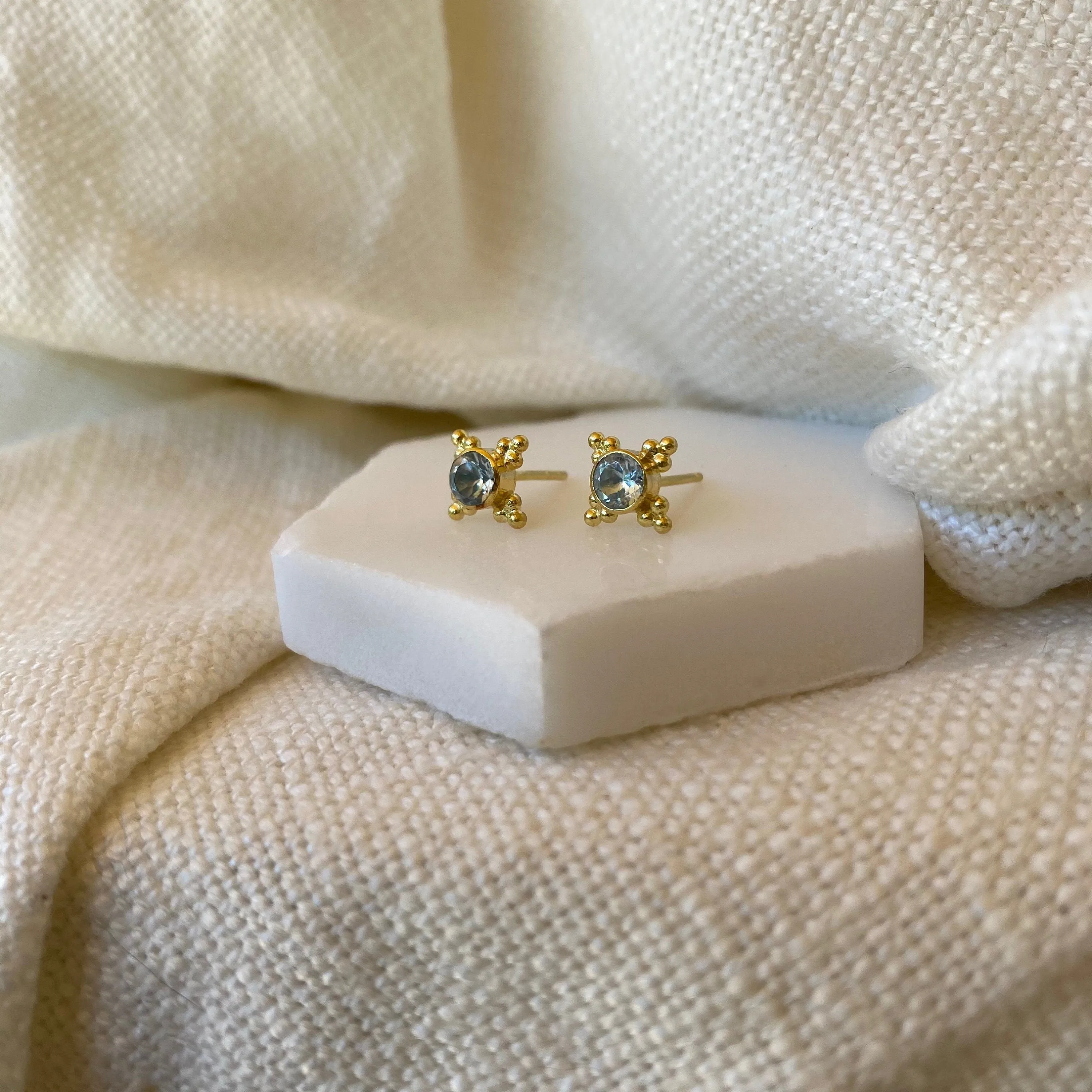 Ivy Blue Topaz Gold Stud Earrings