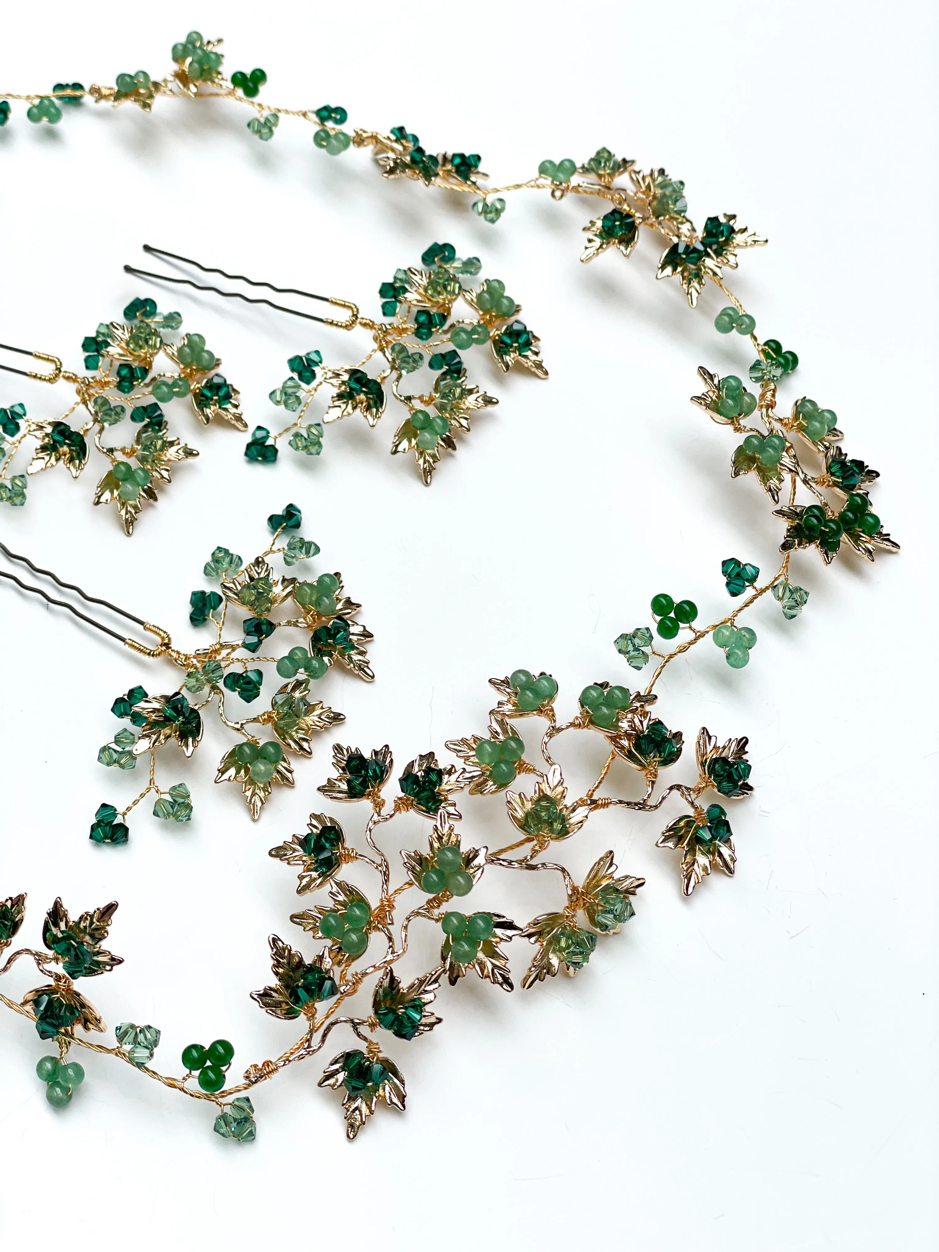 Ivy Emerald Hairpins