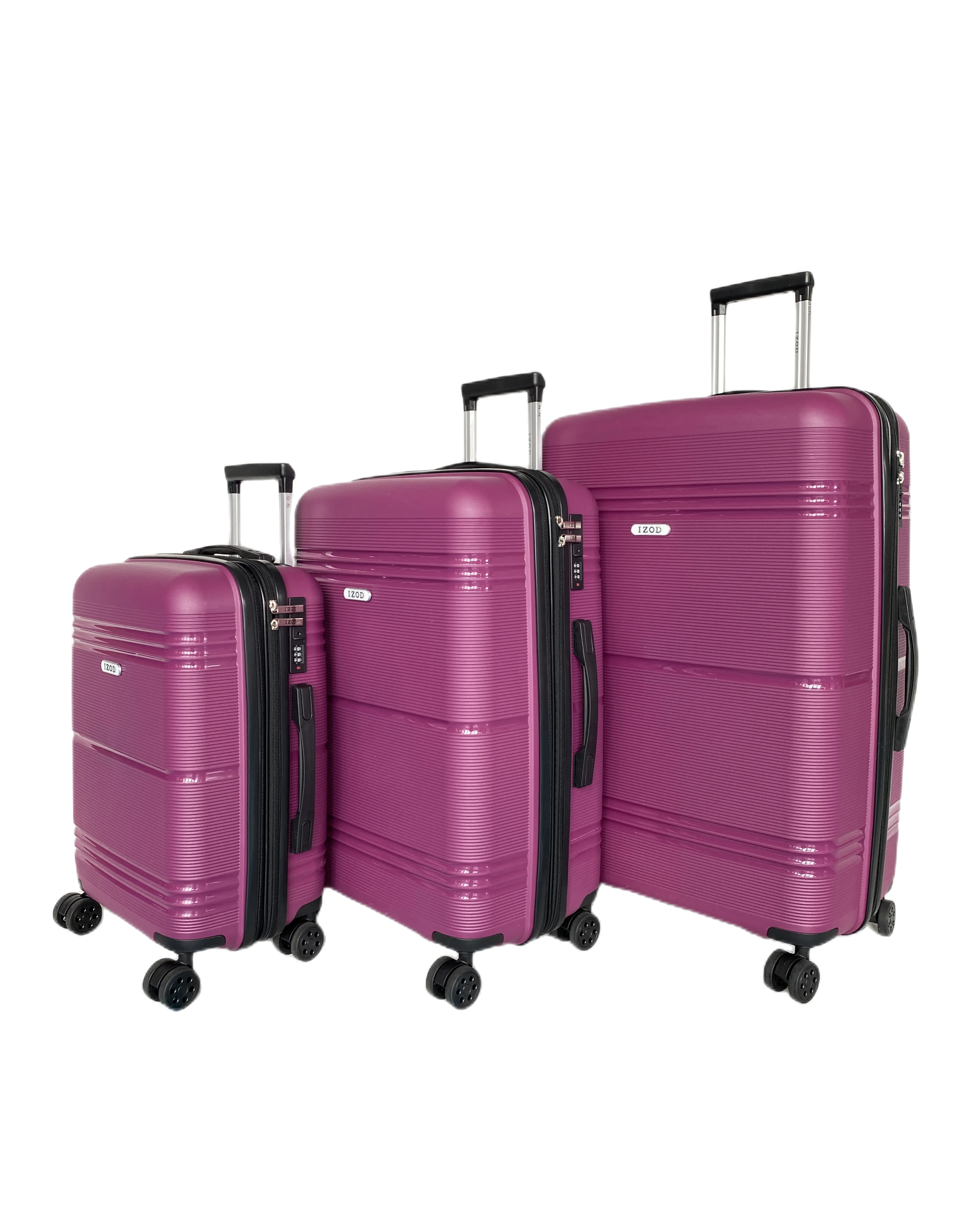 IZOD Legna Polycarbonate Hard shell Expandable Lightweight 360 Dual Spinning Wheels Combo Lock 28", 24", 20" 3 Piece Luggage Set