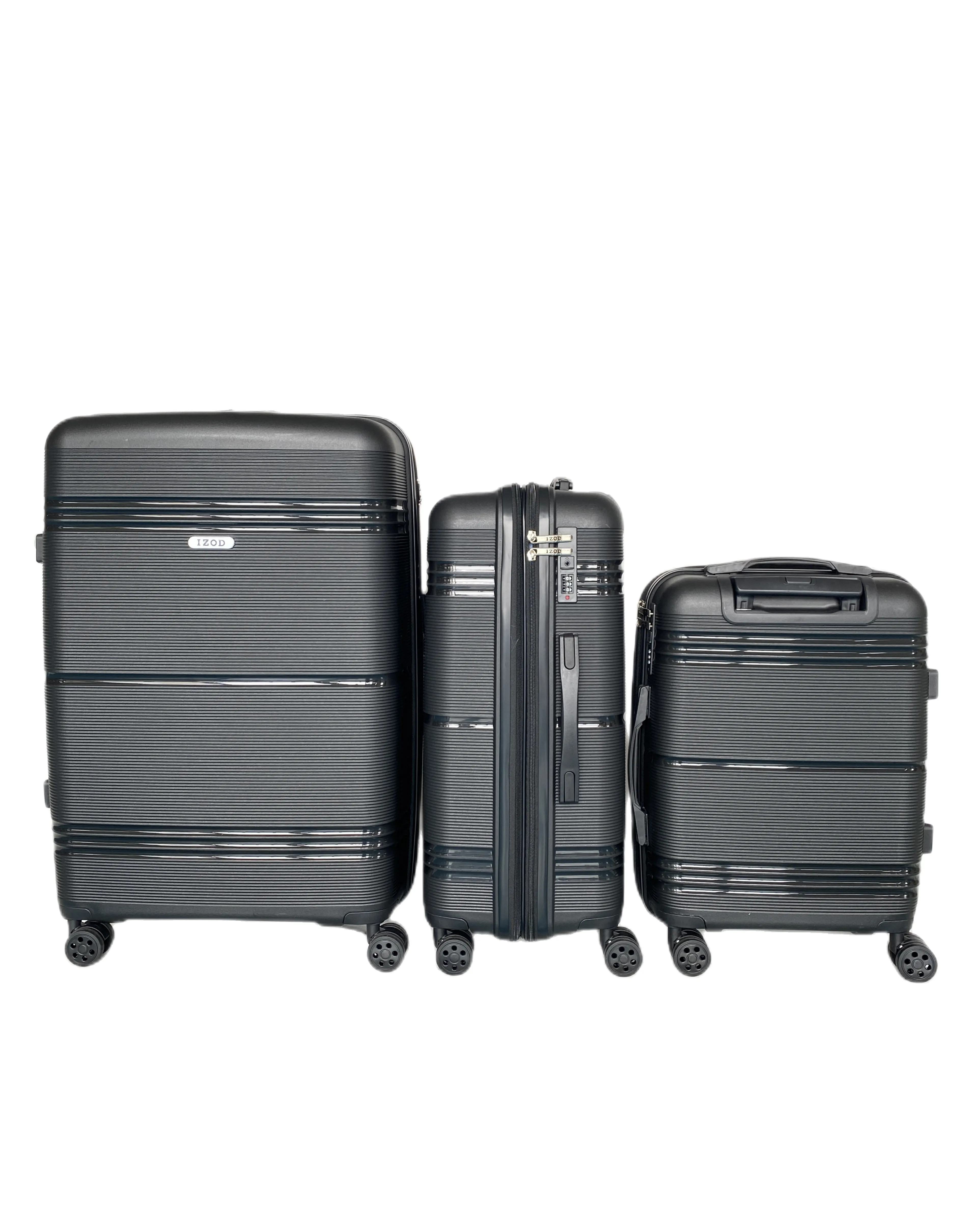 IZOD Legna Polycarbonate Hard shell Expandable Lightweight 360 Dual Spinning Wheels Combo Lock 28", 24", 20" 3 Piece Luggage Set