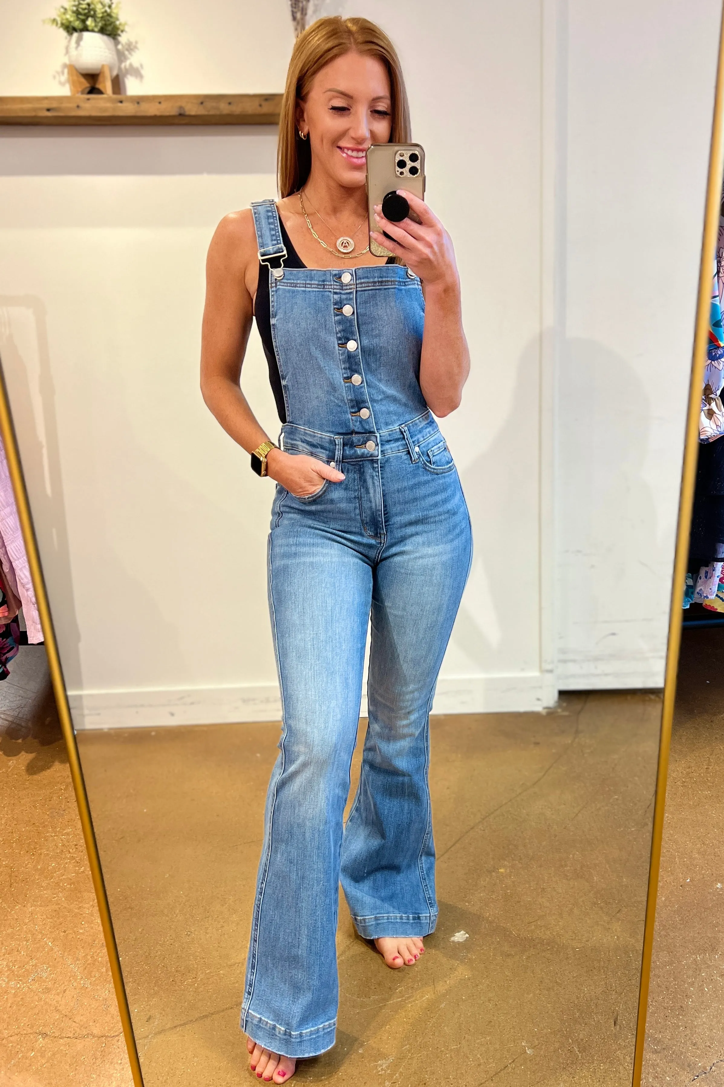 Izzy Control Top Retro Flare Overalls