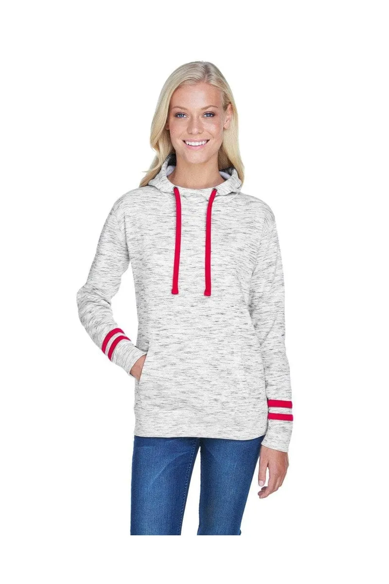 J America JA8674: Ladies' Melange Scuba Neck Sweatshirt