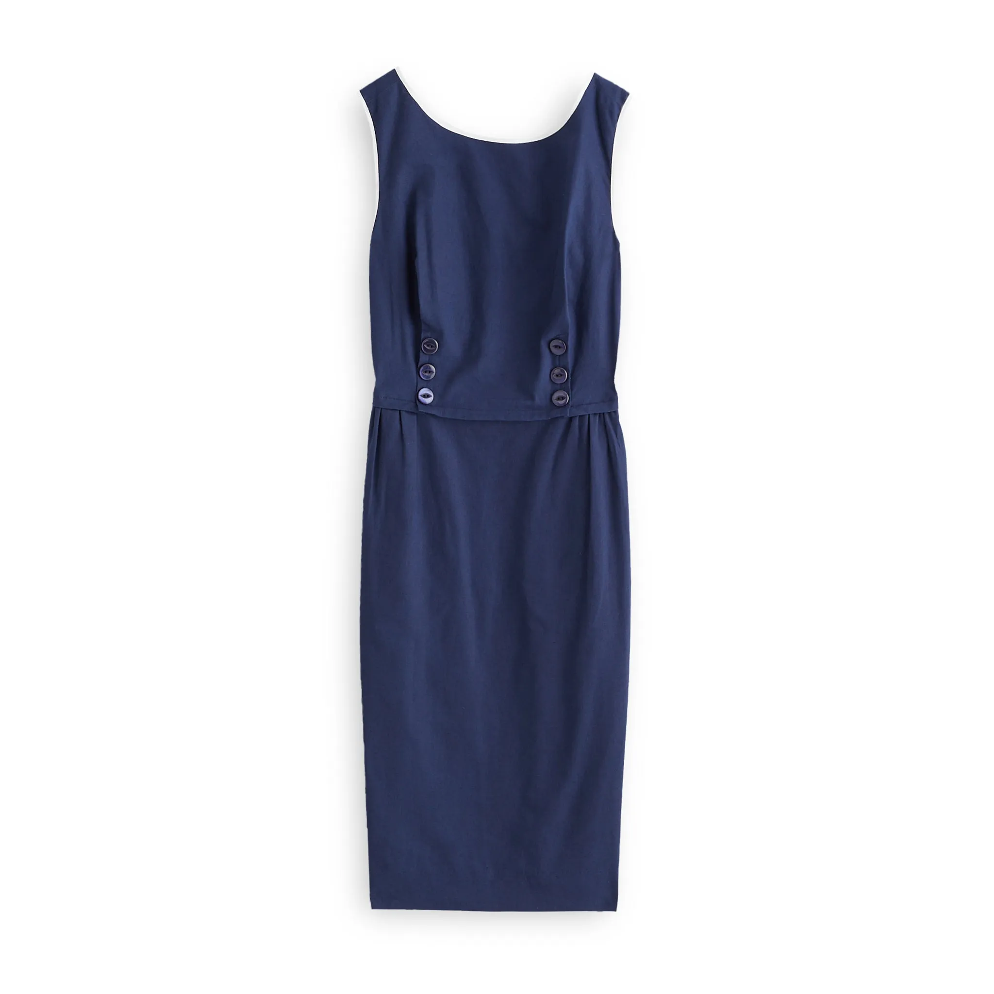 J. Peterman Women's Classic Fit Simple Button Dress in Navy