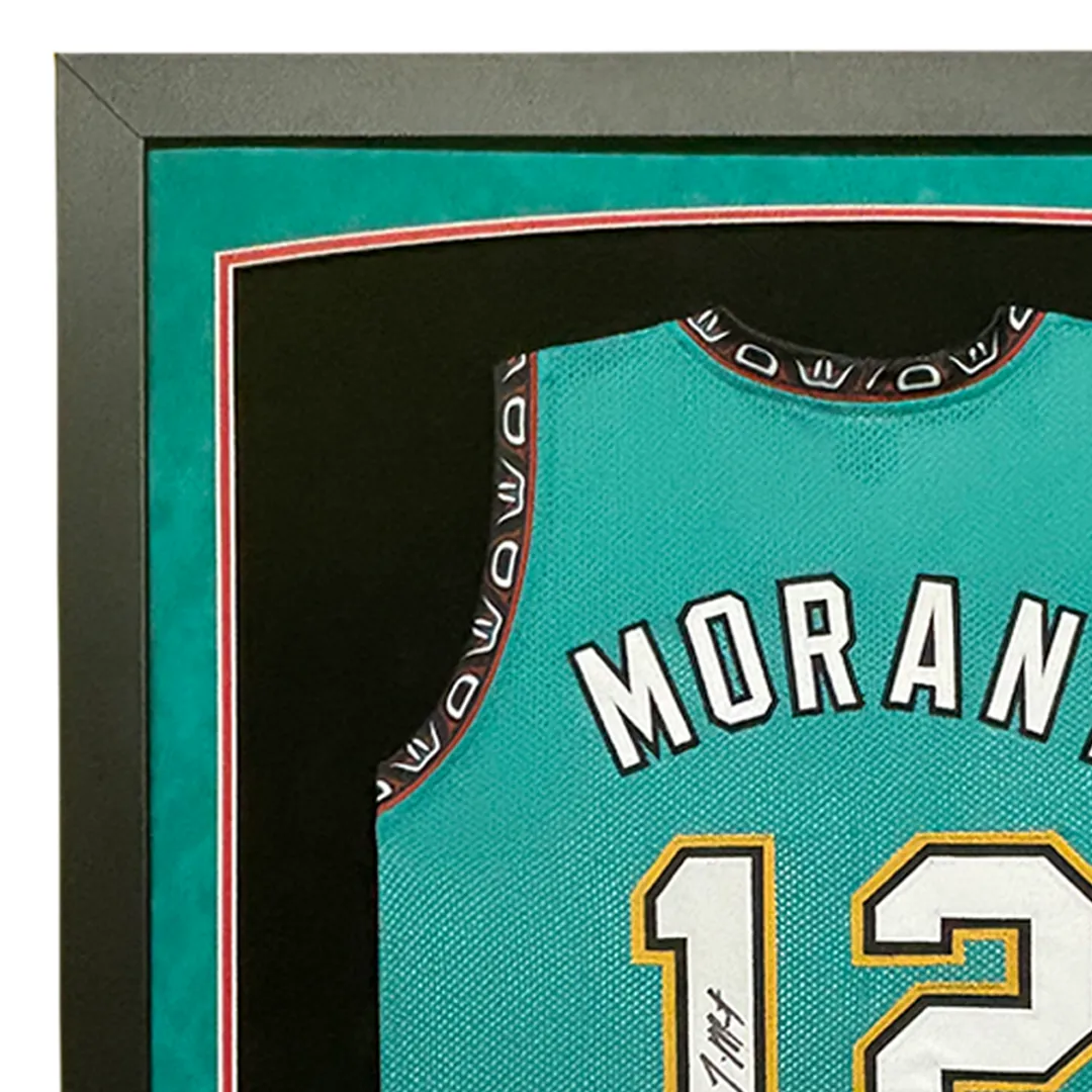 JA Morant Signed Memphis Teal Custom Suede Matte Framed Jersey