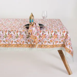 Jaal Floral Block Printed Cotton Dining Table Cover