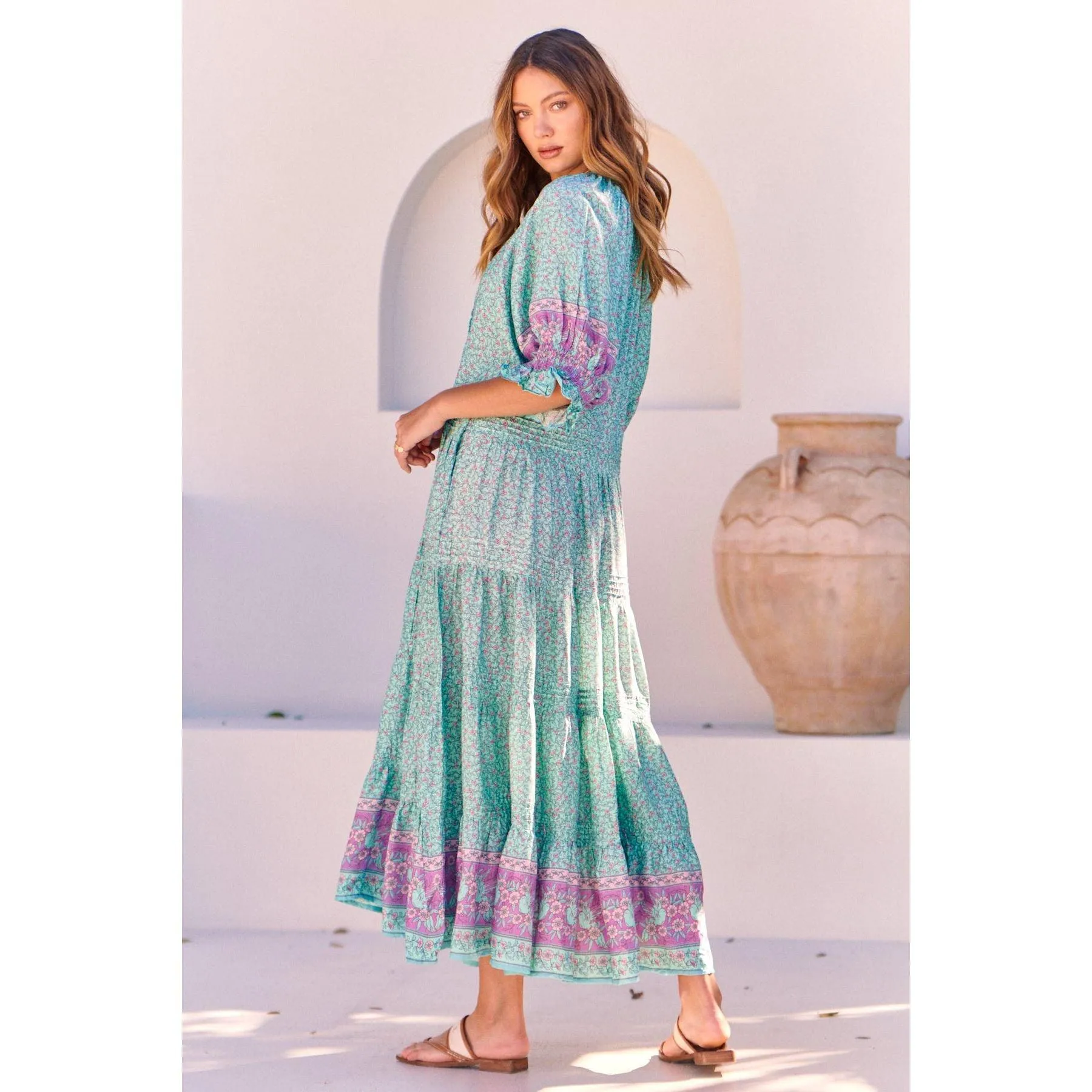 JAASE Aqua Love Birds Woods Maxi Dress