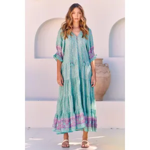 JAASE Aqua Love Birds Woods Maxi Dress