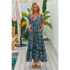 JAASE Day Dream Sea Print Carmen Maxi Dress