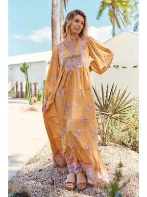 JAASE Mango Paper Crane Print Meadow Maxi Dress - Orange