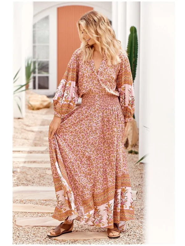 JAASE Nisha Print Lolita Maxi Dress - Pink