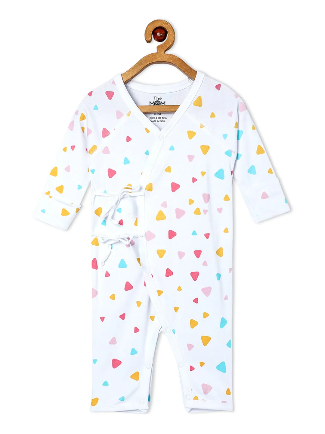 Jabla Infant Romper Combo Of 2: Triangles-Roses