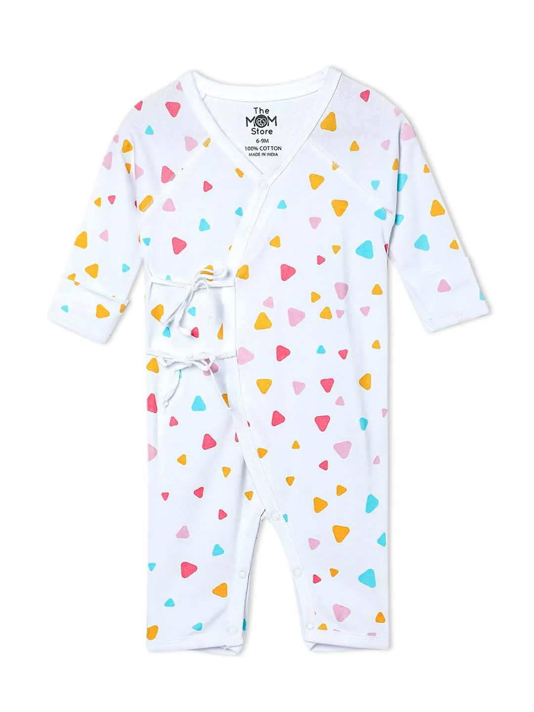 Jabla Infant Romper Combo Of 2: Triangles-Roses