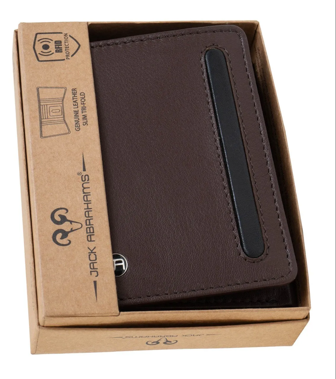 Jack Abrahams Tri-Fold RFID Wallet With ID Window Pocket