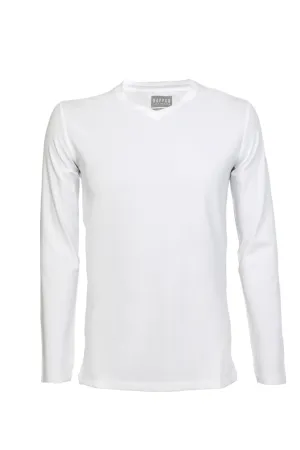 Jack Dapper Long Sleeved White Basic V-Neck