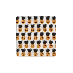 Jack O Lantern Pineapple White Fabric Coaster