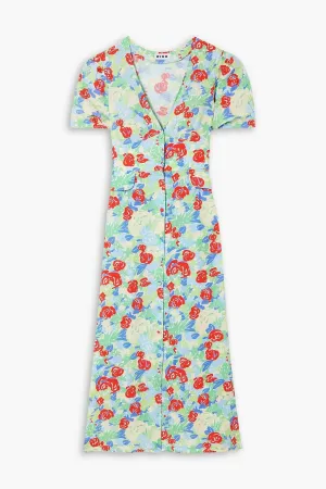 Jackson Crepe Floral Midi Dress RIXO Green