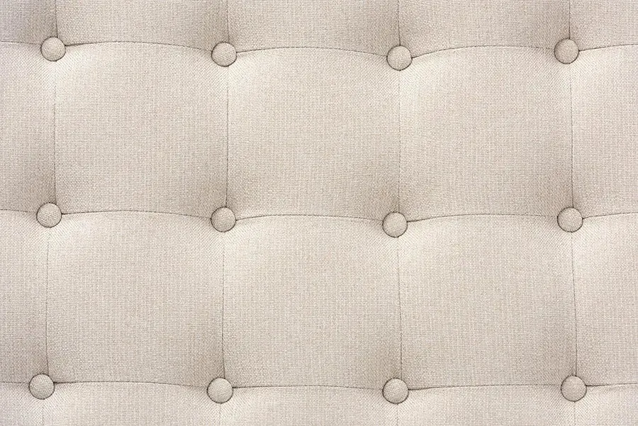 Jacob Beige Fabric Upholstered Walnut Finished Cocktail Ottoman