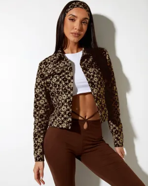 Jada Jacket in Patchwork Daisy Brown