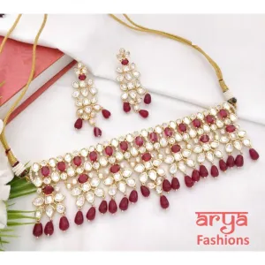 Jadau CZ Necklace/ Rajwadi Indian Jewelry/ Rajasthani Choker