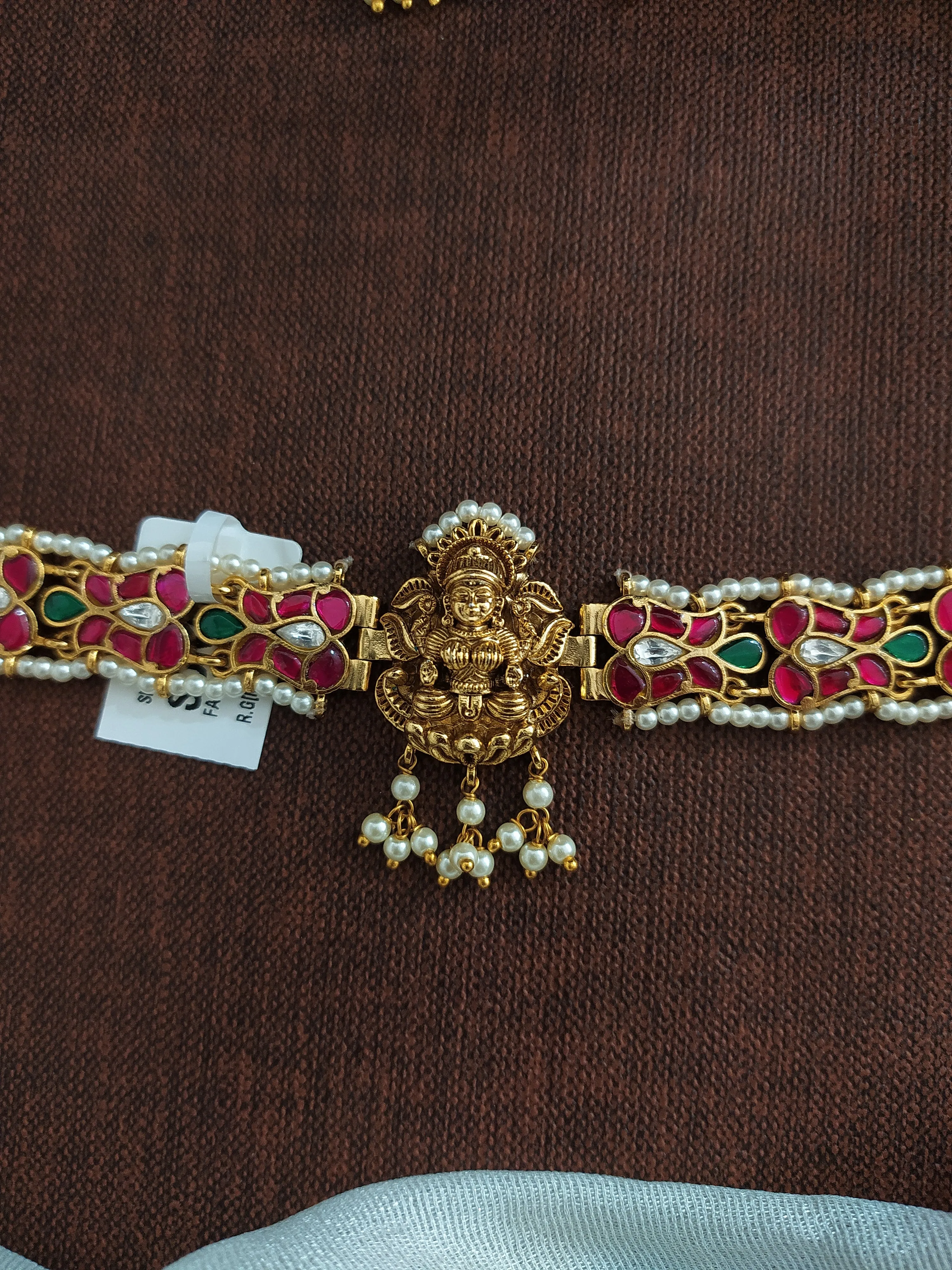 Jadau Kundan Choker Set with Lord Lakshmi & Nakshi Work