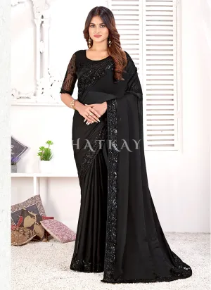 Jade Black Sequence Embroidered Wedding Saree