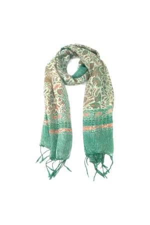 Jade Green Aztec Silk Scarf