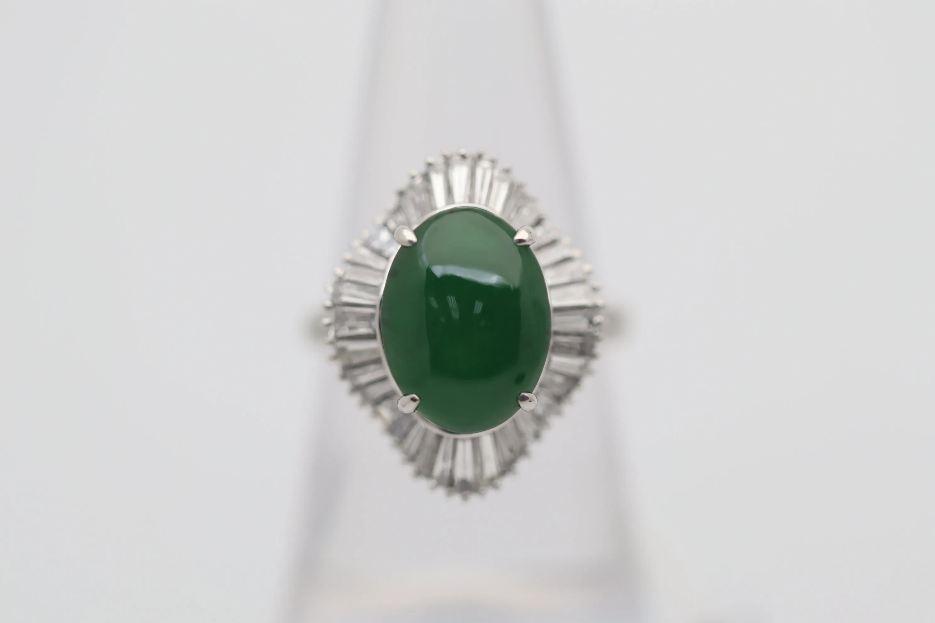 Jadeite Jade Diamond Platinum Ballerina Ring