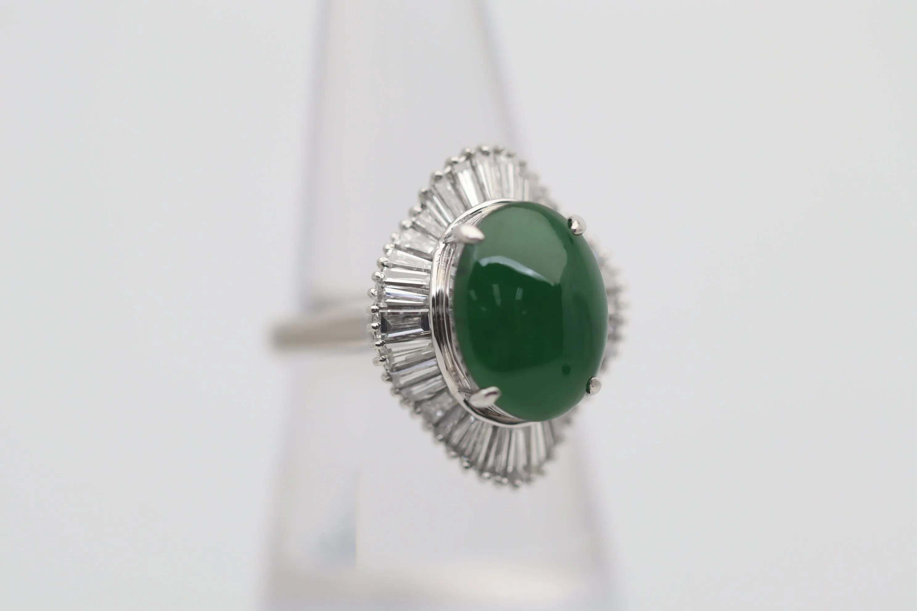 Jadeite Jade Diamond Platinum Ballerina Ring