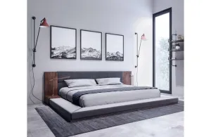 Jagger Modern Dark Gray & Walnut Bed