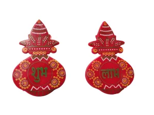 Jaipri Designer Shubh Labh Sticker for Door and Wall Decoration, Diwali Decor Set - 2 Piece (Red, Set of 1) D-KTC-032