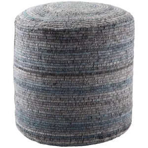 Jaipur Amarillo Duro Stripes Textured Blue Gray AMR01 Cylinder Pouf