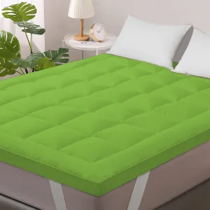 Jaipur Linen 800GSM Hollow Fibre Mattress Padding/Topper Mint Green for Twin Bed-48 Inch X 75 Inch