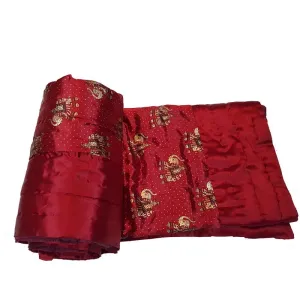 Jaipuri Royal Rajasthani Silk/Satin Red Color Elephant Printed Double Bed Quilt Blanket/Jaipuri Razai for Home