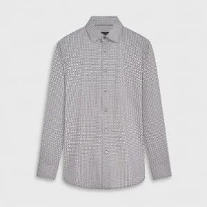 James Geometric OoohCotton Shirt in Stone by Bugatchi