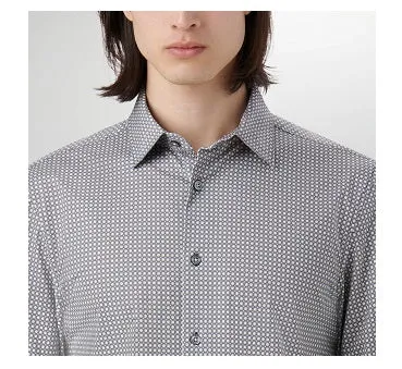 James Geometric OoohCotton Shirt in Stone by Bugatchi