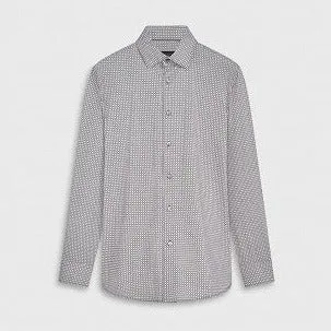 James Geometric OoohCotton Shirt in Stone by Bugatchi