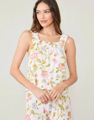 Jane Jacobean Cream Pajama Tank Top