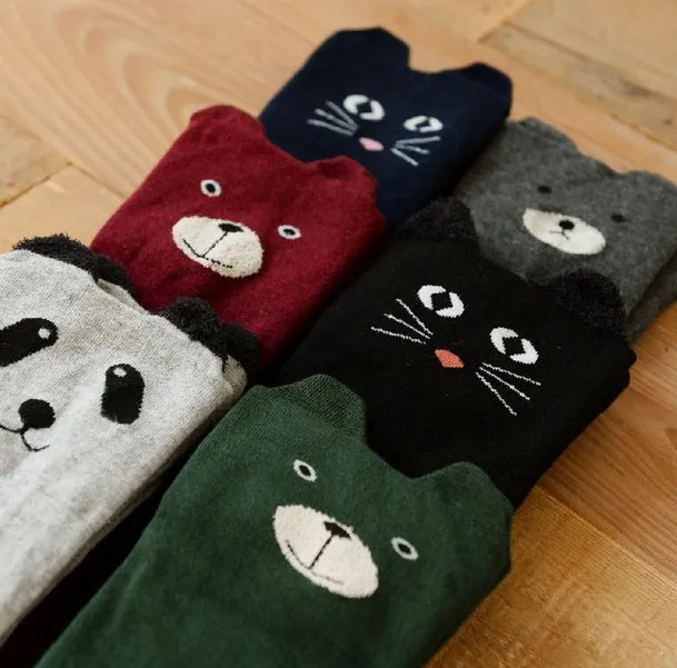 Japanese cartoon panda stereo ear over the knee socks cotton female socks high socks female socks Japanese spring and autumn socks