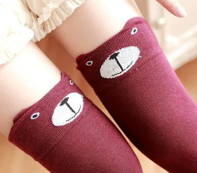 Japanese cartoon panda stereo ear over the knee socks cotton female socks high socks female socks Japanese spring and autumn socks