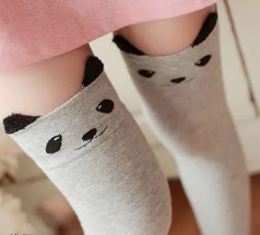 Japanese cartoon panda stereo ear over the knee socks cotton female socks high socks female socks Japanese spring and autumn socks