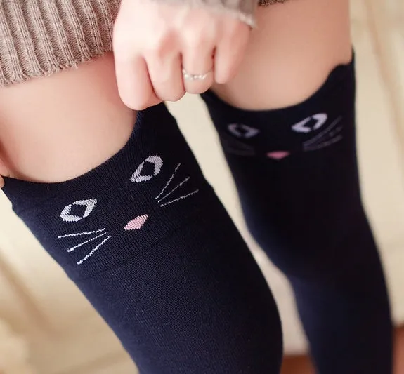 Japanese cartoon panda stereo ear over the knee socks cotton female socks high socks female socks Japanese spring and autumn socks