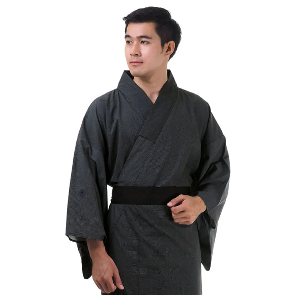 Japanese Gray Oni Yukata Kimono Robe for Men