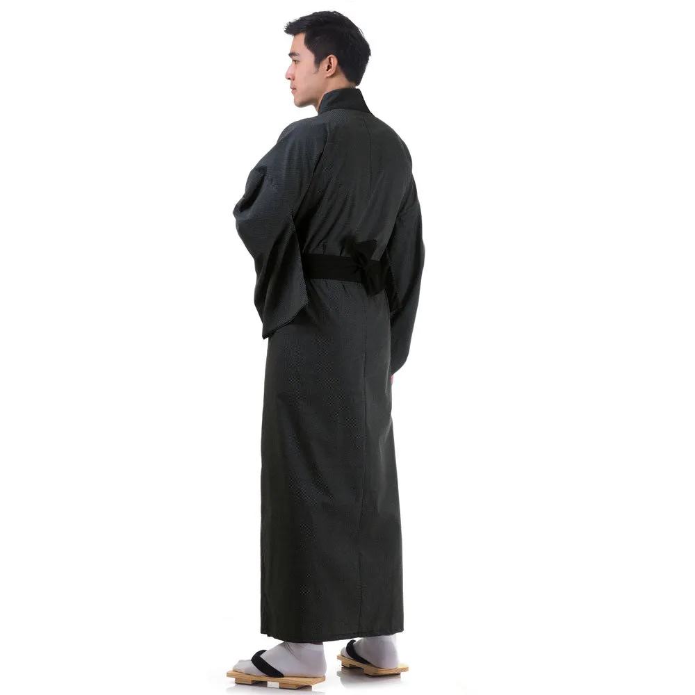 Japanese Gray Oni Yukata Kimono Robe for Men