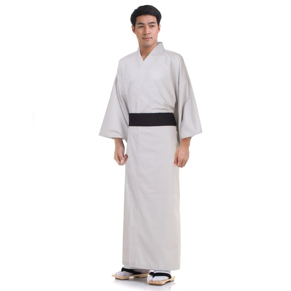 Japanese Gray Oni Yukata Kimono Robe for Men